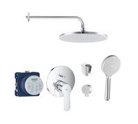 SANITINO - Set de douche avec mitigeur et corps d'encastrement Grohe, accessoires kielle, chrome SANI21GKK017