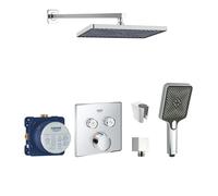 SANITINO - Set de douche avec mitigeur et corps d'encastrement Grohe, accessoires kielle, chrome SANI21GKK011