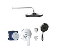 SANITINO - Set de douche avec mitigeur et corps d'encastrement Grohe, accessoires kielle, chrome SANI21GKK015