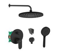 SANITINO - Set de douche avec mitigeur et corps d'encastrement Hansgrohe, accessoires kielle, noir mat SANI21HKK408