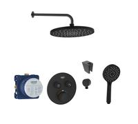 SANITINO - Set de douche avec thermostat et corps d’encastrement Grohe, accessoire kielle, noir mat SANI21GKK401