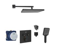 SANITINO - Set de douche avec thermostat et corps d'encastrement Grohe, accessoire kielle, noir mat SANI21GKK402