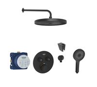 SANITINO - Set de douche avec thermostat et corps d'encastrement Grohe, accessoire kielle, noir mat SANI21GKK400