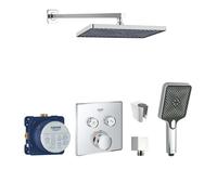 SANITINO - Set de douche avec thermostat et corps d'encastrement Grohe, accessoires kielle, chrome SANI21GKK003