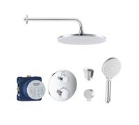SANITINO - Set de douche avec thermostat et corps d'encastrement Grohe, accessoires kielle, chrome SANI21GKK006