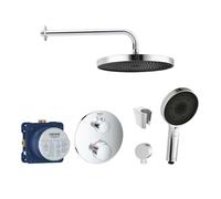 SANITINO - Set de douche avec thermostat et corps d'encastrement Grohe, accessoires kielle, chrome SANI21GKK004
