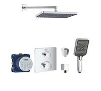 SANITINO - Set de douche avec thermostat et corps d'encastrement Grohe, accessoires kielle, chrome SANI21GKK007
