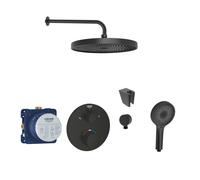 SANITINO - Set de douche avec thermostat et corps d'encastrement Grohe, accessoires kielle, noir mat SANI21GKK403