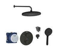 SANITINO - Set de douche avec thermostat et corps d'encastrement Grohe, accessoires kielle, noir mat SANI21GKK404