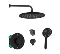 SANITINO - Set de douche avec thermostat et corps d'encastrement Hansgrohe, accessoires kielle, noir mat SANI21HKK418