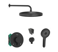 SANITINO - Set de douche avec thermostat et corps d'encastrement Hansgrohe, accessoires kielle, noir mat SANI21HKK411