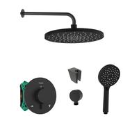 SANITINO - Set de douche avec thermostat et corps d'encastrement Hansgrohe, accessoires kielle, noir mat SANI21HKK412