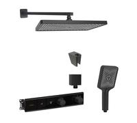 SANITINO - Set de douche avec thermostat et corps d'encastrement Hansgrohe, accessoires kielle, noir mat SANI21HKK414