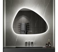 SANIVERRE GALEO Miroir Organique LED Lumineux 60 x 80 cm Tactile Anti-buée + intensité & Couleurs réglables + mémoire - réversible asymétrique