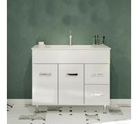 MADRID Meuble salle de bain simple vasque portes et tiroirs couleur - Blanc, Modèle - largeur 100 cm