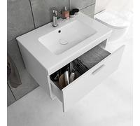 SANIVERRE RUBITE Meuble Salle de Bain Simple Vasque 1 tiroir Blanc Largeur 60 cm