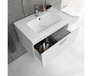 SANIVERRE RUBITE Meuble Salle de Bain Simple Vasque 1 tiroir Blanc Largeur 60 cm