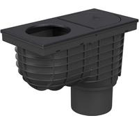 SaniVia Avaloir de Toit DN110 avec Couvercle en Fonte | Avaloir d'eaux pluviales avec clapet Anti-Retour | Avaloir Vertical pour Descente DN100 | 320 l/Min | Noir