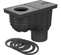 SaniVia Siphon de gouttière avec Siphon | Siphon de Sol D110 | Évacuation d'eau de Pluie avec Adaptateur Ø 75 à 125 mm | Raccord de Canal pour Tuyau de Descente | Noir
