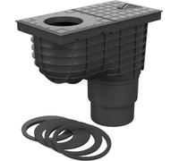 SaniVia Siphon de gouttière Universel D110/125 avec Anneaux adaptateurs 75 à 125 mm, raccord de Canal avec clapet Anti-Retour, Noir