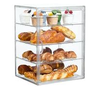 SANKEU Vitrine à pâtisserie, boîte à pain pour comptoir de cuisine, 4 niveaux réglables, transparente, avec porte magnétique, présentoir à pâtisserie de boulangerie 15,5 x 11,4 x 9,8 pouces, 1 paquet