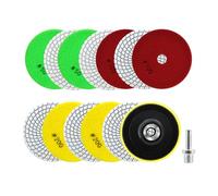 SANLEETEK Disque Polissage Diamant - 12 Pièces 100mm Tampon Polissage Diamant Grain 50x4/100x4/200x4 avec M14 Support Pads+Adaptateur pour Granit Marbre Pierre Artificielle Quartz
