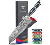 SANMUZUO Couteau Kiritsuke de 22cm - Couteau de Chef en Damas - Japonais en Acier de Damas 67 Couches Couteau de Cuisine - Manche en Résine (Noir étoilé) - Xuan Série