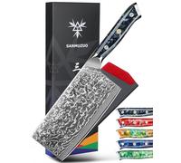 SANMUZUO Damas Couteau de Chef Chinois avec Lame 18 cm Professionnel Couteaux de Cuisine en VG-10 67 Couche Damas Acier avec Poignée en Résine(Noir étoilé) - Xuan Série