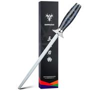 SANMUZUO Professionnel Fusil à aiguiser pour couteaux de cuisine, Acier d'affûtage de 23 cm avec Manche en résine - Série XUAN (Noir étoilé)