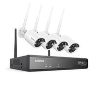 SANNCE Kit de Caméra de Surveillance WiFi 5MP pour l'extérieur, 10CH sans Fil NVR avec 4 * 5MP IP Caméra, Détection Humaine AI, étanche IP66, Prend en Charge Alexa
