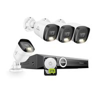 SANNCE Kit de caméras de Surveillance PoE 8 canaux 5 MP avec NVR, caméras étanches 3 MP, détection de Mouvement, Alarme Via Application, Vision Nocturne Couleur (4 Caméras + NVR + Disque Dur de 2 to)