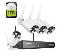 SANNCE Système de Caméras de Surveillance sans Fil, NVR 8 Canaux 5MP, 4 Caméras IP de Sécurité Extérieures 3MP avec P2P, Audio Unidirectionnel, Disque Dur de 1 to Préinstallé