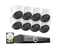 SANNCE Système de sécurité PoE 2K 3MP, NVR de Surveillance 8CH 6MP avec 4 caméras dôme HD 3MP résistantes aux intempéries avec Compression vidéo H.265 (8 Caméras+NVR+1TB HDD)