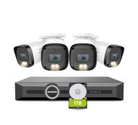 SANNCE Système de Sécurité POE 8CH, NVR 6MP avec 4 Caméras IP Extérieur 3MP, Détection Humain/Véhicule, Vision Nocturne, 1TB HDD, Accès à Distance