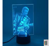 Sannelchel Lampe 3D Johnny Hallyday personnalisée, 16 Couleurs Smart Touch et télécommande, Les Jouets et Cadeaux, Lampe d'ambiance (B)