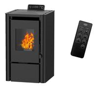 Sannover Poêle à granulés air Anita 9 4 kW Noir Double combustion Chauffe 80 m2 Creuset en fonte