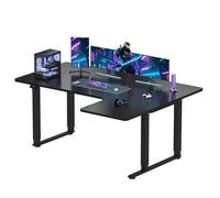 SANODESK Bureau Assis Debout 180x110cm Bureau Gaming, Réglable en Hauteur, 2 Moteur Electrique, Noir
