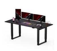 SANODESK Bureau Assis Debout - Bureau Gaming, 2 Moteurs Electrique Double avec 4 Pieds 180x80cm, 4 Emplacements de Mémoire, Fonction de Rappel de Sédentarité, Réglable en Hauteur, Noir