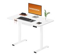 SANODESK Bureau Assis Debout Électrique 100x60 cm, Bureau Réglable en Hauteur Électrique avec Mémoire, Silencieux, Système Anti-Collision, Bureau Électrique Stable, Blanc