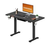 SANODESK Bureau Assis Debout Électrique 110x54 cm, Bureau Réglable en Hauteur Électrique avec Mémoire, Silencieux, Système Anti-Collision, Bureau Électrique Stable, Noir
