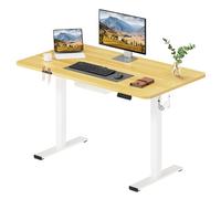 SANODESK Bureau Assis Debout Électrique 120x60cm avec Plateau Complet, Bureau Debout Réglable en Hauteur Panneau Clavier Contrôle à Fonctions Mémoires, Système anticollision, Blanc+Érable