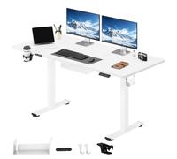 SANODESK Bureau Assis Debout Électrique 140 x 60 cm, Bureau Réglable en Hauteur Électrique avec Mémoire, Silencieux, Système Anti-Collision, Bureau Électrique Stable, Blanc