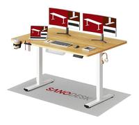 SANODESK Bureau Assis Debout Électrique 140x60cm , avec Système Anti-Collision et Fonctions Mémoires, Crochet/Porte-gobelet, Érable