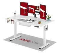SANODESK Bureau Assis Debout Électrique 160x60 cm, avec Système Anti-Collision et Fonctions Mémoires, Crochet/Porte-gobelet, Blanc
