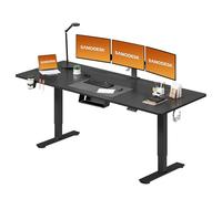 SANODESK Bureau Assis Debout Électrique 200x80 cm, Bureau Réglable en Hauteur Électrique avec Mémoire, Silencieux, Système Anti-Collision, Bureau Électrique Stable, Noir