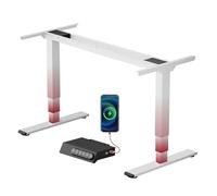 SANODESK Bureau Assis Debout Électrique à 2 Moteurs avec 3 Colonnes, Bureau Réglable en Hauteur avec Port-Type C/A,Panneau Clavier Contrôle à Fonctions Mémoires,Système Anti-Collision, Blanc