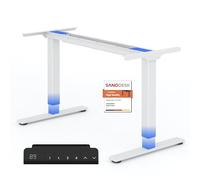 SANODESK Bureau Assis Debout Électrique à 2 Moteurs Charge 120kg, Bureau Réglable en Hauteur en Acier avec Panneau Clavier Contrôle à Fonctions Mémoires, Grand Système Anti-Collision, Blanc