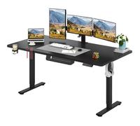 SANODESK Bureau Assis Debout Électrique, Bureau Réglable en Hauteur avec Crochet et Fonction Mémoire, Plateau Noir 180x80cm
