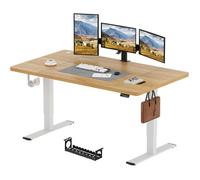 SANODESK Bureau Assis Debout Électrique, Bureau Réglable en Hauteur avec Crochet et Fonction Mémoire, Plateau Érable 180x80cm