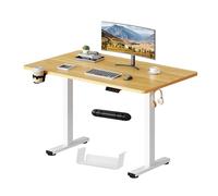 SANODESK Bureau Assis Debout Électrique Plateau Complet, Bureau Debout Réglable en Hauteur avec Système Anti-Collision,110x54cm,Fonction Mémoire 4 Hauteurs, Passe-câbles et Boîte de Rangement, Érable
